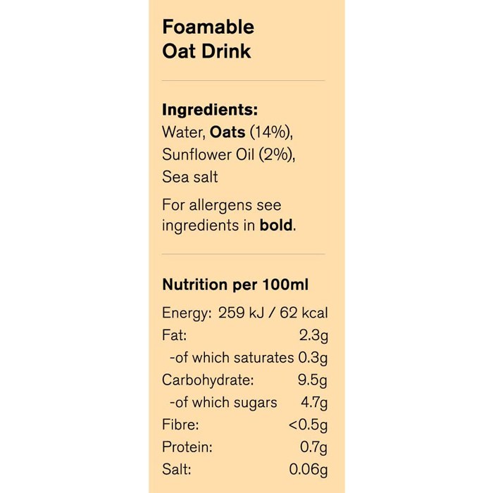 Tree Of Life - Barista Oat Drink, 1L_Ingredients