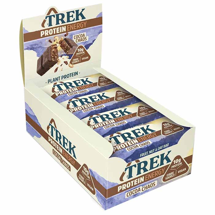 Trek - Protein Energy Bars Cocoa Chaos, 55g - front, 16 bars