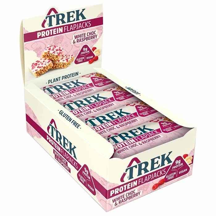 Trek - Protein Flapjacks 50g , White Choc & Raspberry (16 Bars)