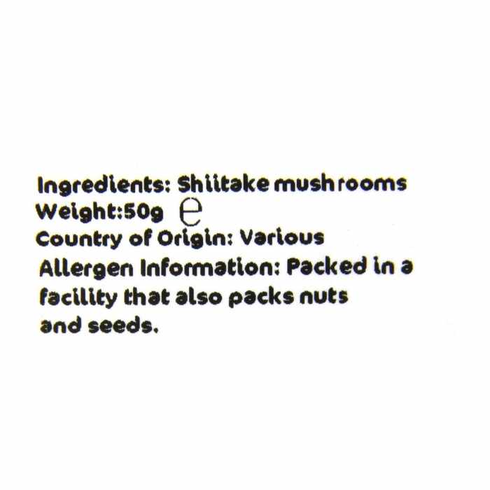 Tropical Wholefoods - Organic Shiitake Mushrooms, 50g - Ingredients