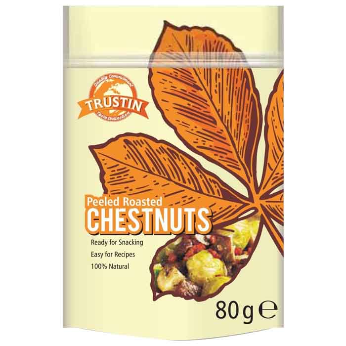 Trustin Foods - Peeled Roasted Chestnuts, 80g  Pack of 12