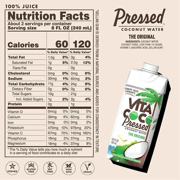 Vita Coco - Coconut Water with Pressed Coconut , 500g - back