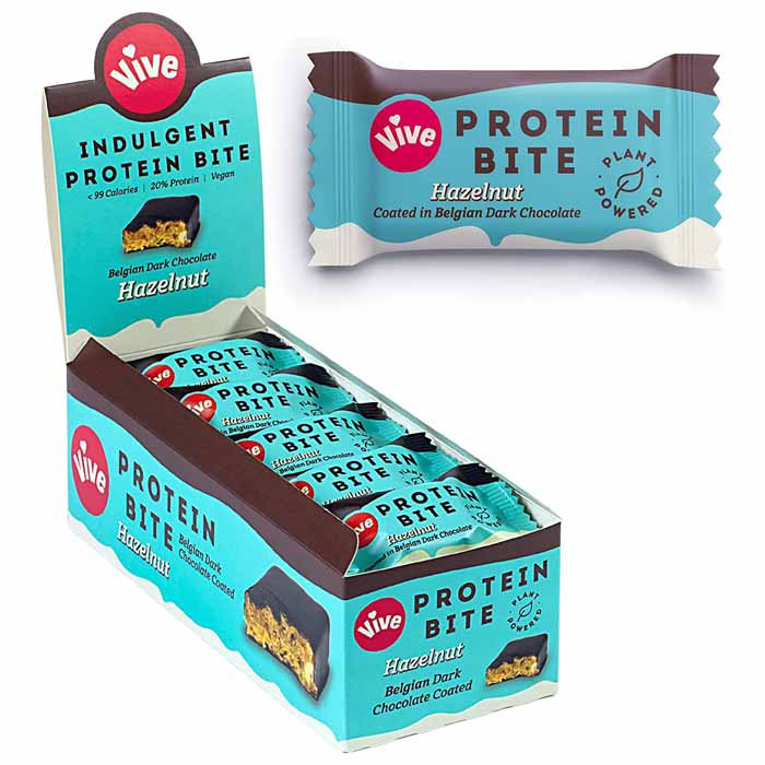 Vive - Vegan Dark Chocolate Protein Bites - Hazelnut (20-Pack) , 20g