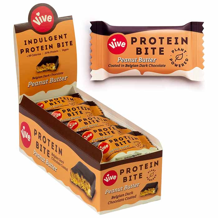 Vive - Vegan Dark Chocolate Protein Bites - Peanut Butter (20-Pack), 20g