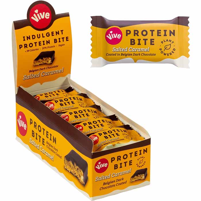 Vive - Vegan Dark Chocolate Protein Bites - Salted Caramel (20-Pack), 20g