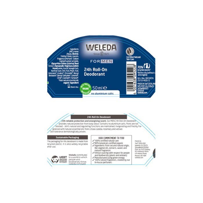 Weleda - Men's 24h Roll-On Deodorant, 50ml - back