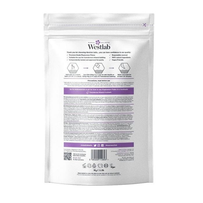 Westlab - Westlab 100% Pure Unfragranced Magnesium Flakes 1kg - back