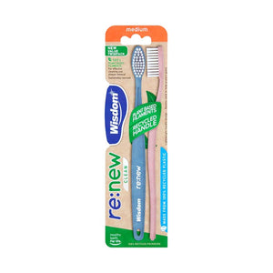 Wisdom - Re:New Clean Medium Toothbrush, Twin Pack