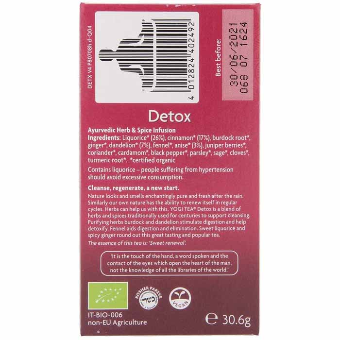 Yogi Tea - Organic Detox Tea, 17 bags - back
