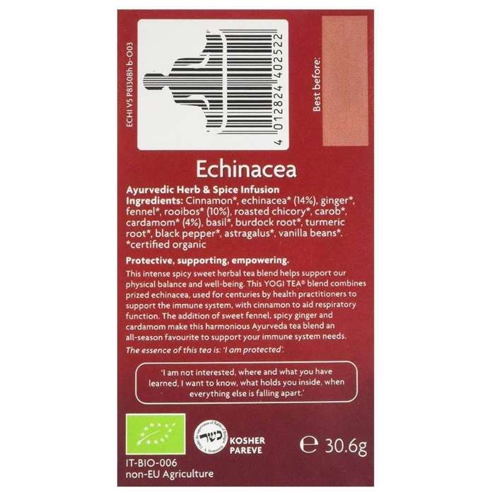 Yogi Tea - Organic Echinacea Tea - 17 Bags - back