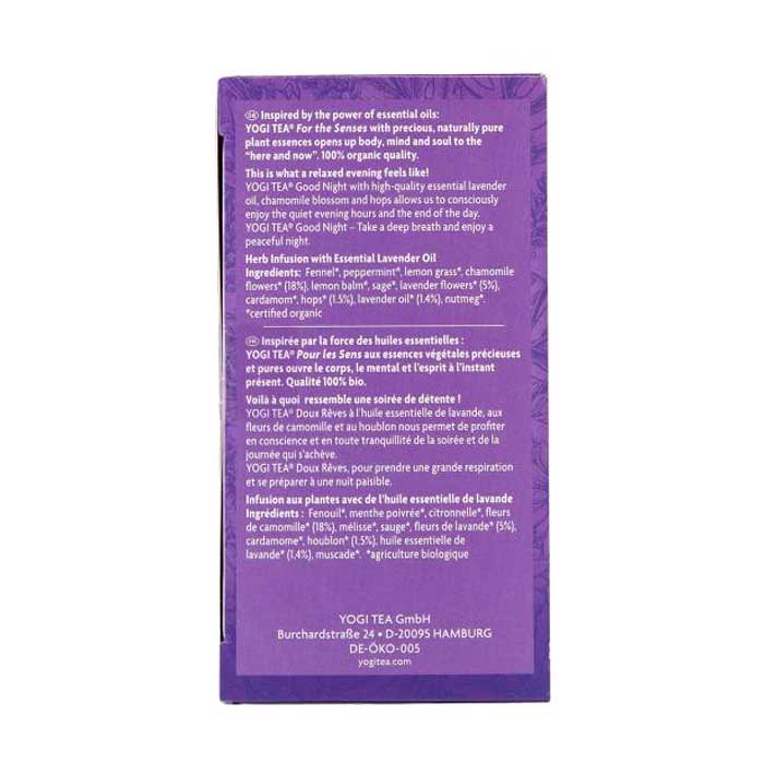 Yogi Tea - Organic For The Senses - Good Night Tea, 17 Bags - back