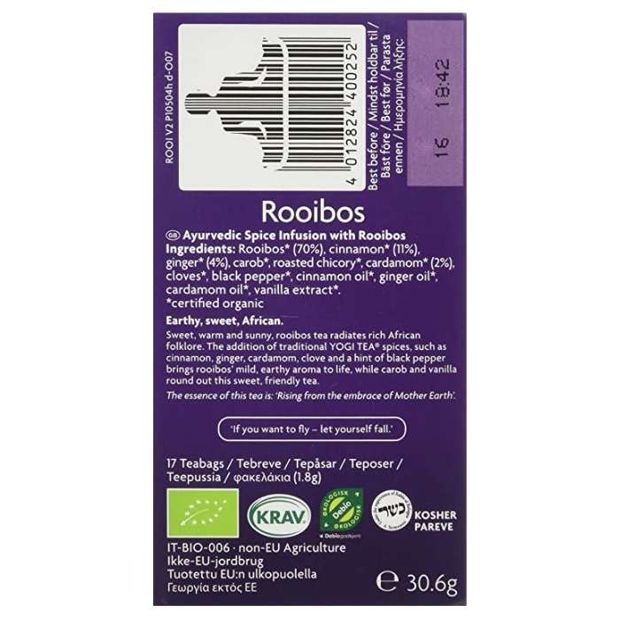 Yogi Tea - Organic Rooibos Tea, 17 Bags - back