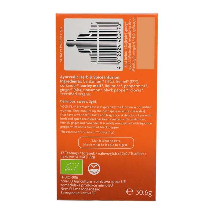 Yogi Tea - Organic Stomach Ease Tea, 17 bags - back