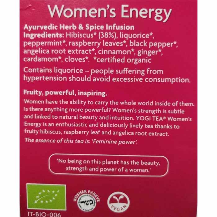 Yogi Tea - Organic Women's Energy Tea, 17 bags - back