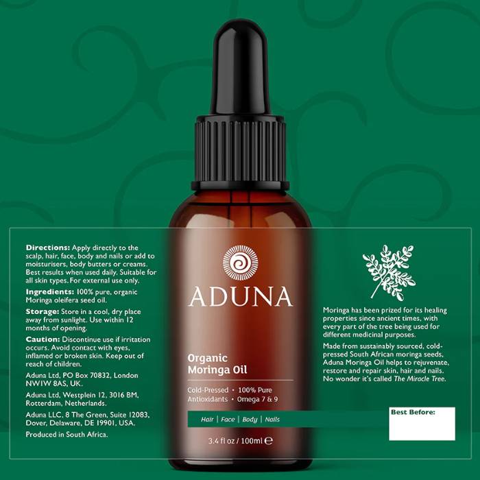 Aduna - Moringa Beauty Oils, 100ml - Back