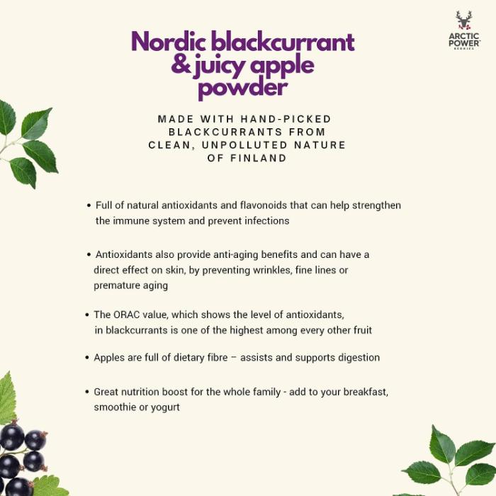Arctic Power Berries - Nordic Blackcurrant & Apple Powder, 70g - Back