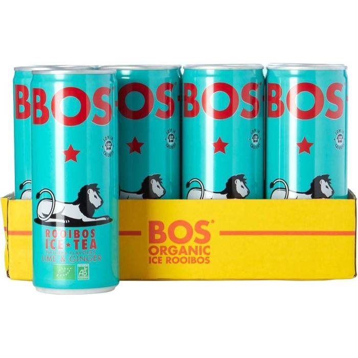 BOS - Lime & GInger Ice Tea, 250mlx12-Pack