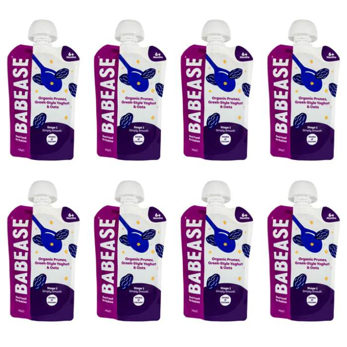 Babease - Organic Prunes, Greek-Style Yoghurt & Oats, 100g  Pack of 8