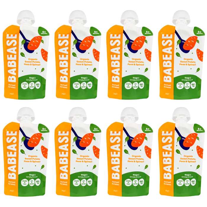Babease - Organic Sweet Potato, Peas & Spinach, 100g  Pack of 8