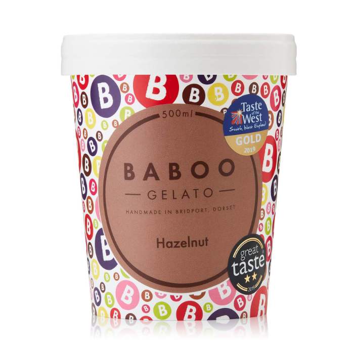 Baboo Gelato - Hazelnut Gelato, 500ml  Pack of 6