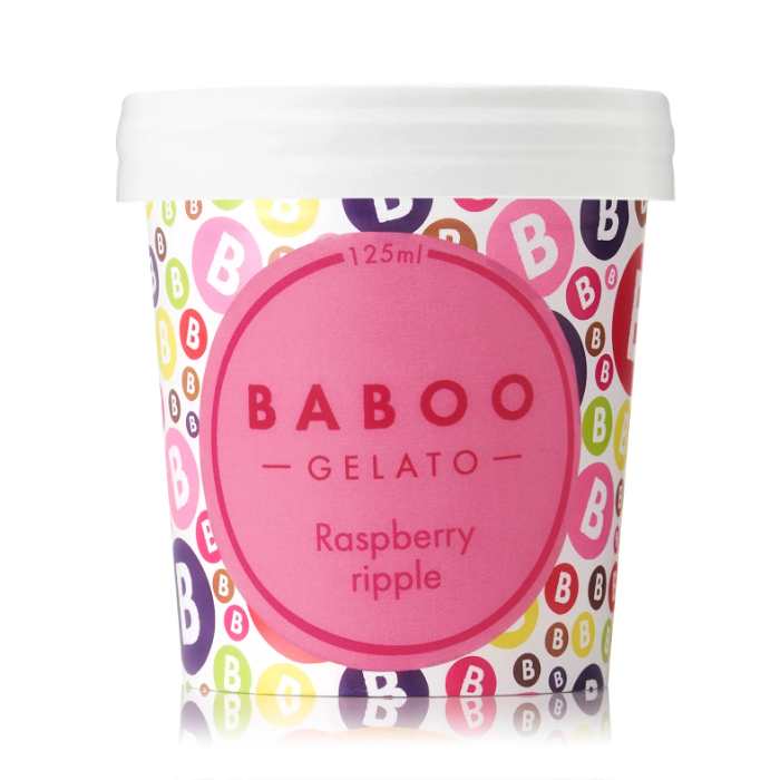 Baboo Gelato - Raspberry Ripple Gelato, 500ml  Pack of 6