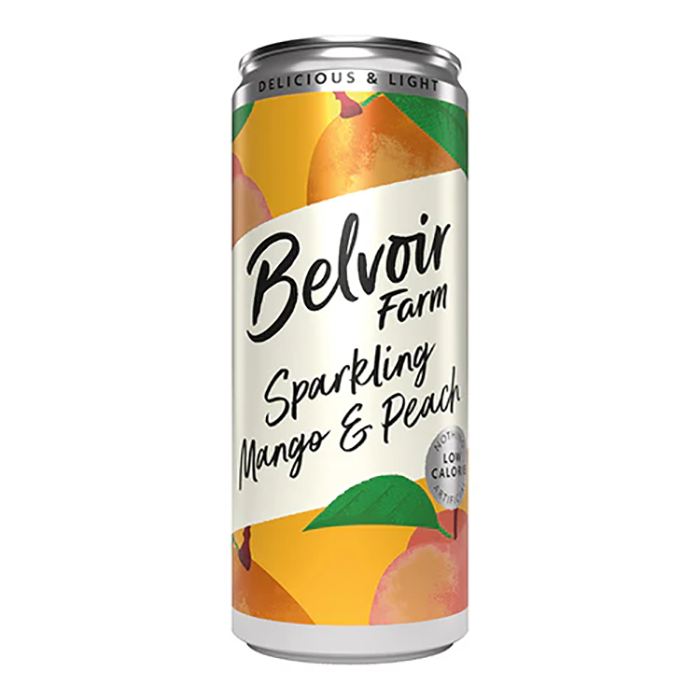 Belvoir Fruit Farms - Mango and Peach Delicious and Sparkling Drink, 330ml - Pack of 12