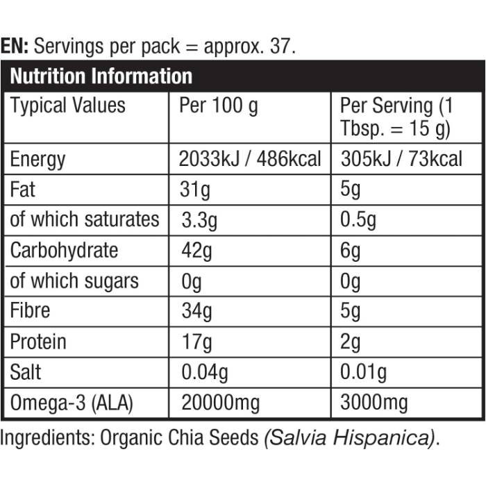 BetterBody Foods - Organic Chia Seeds, 567g - Back