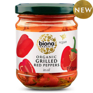 Biona - Organic Grilled Red Peppers in Oil, 190g