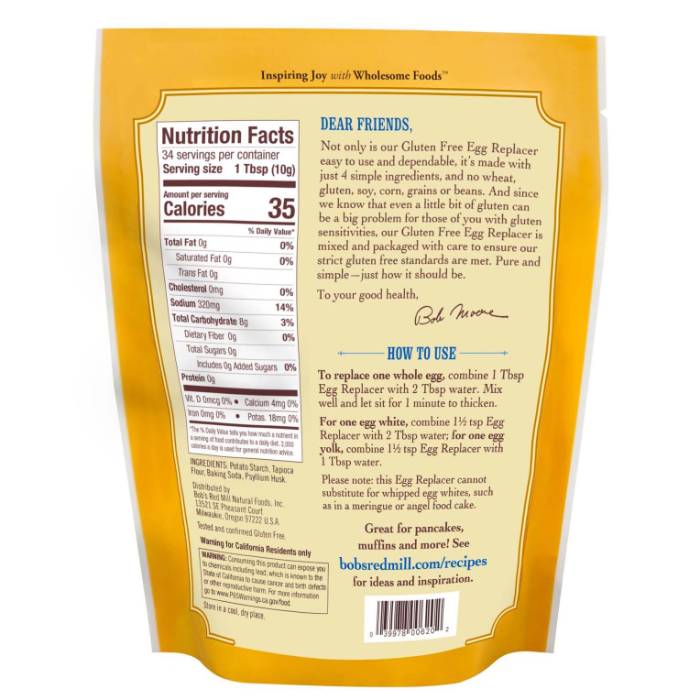 Bob's Red Mill - GF Egg Replacer, 340g - Back