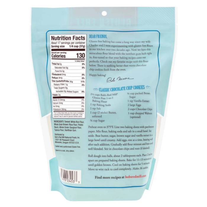 Bob's Red Mill - One To One Gluten Free Baking Flour, 624g - Back