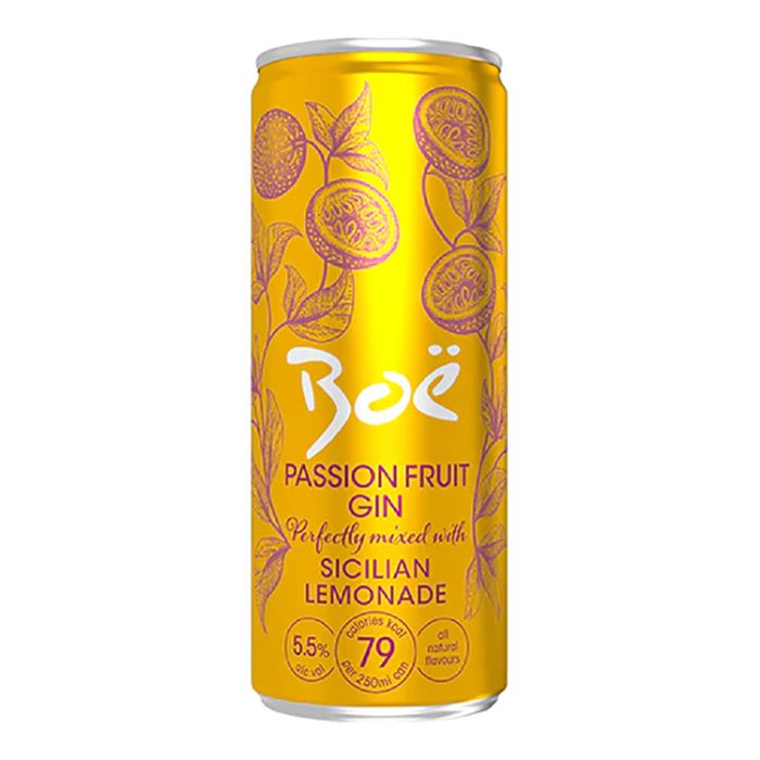 Boe Gin - Passion & Sicilian Lemonade Can, 250ml - Pack of 12