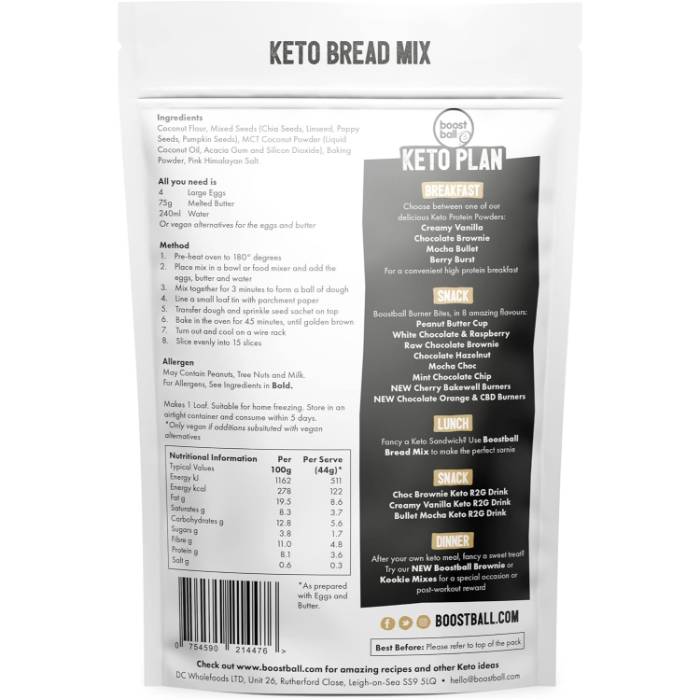 Boostball - Keto Boostball Bread Mix, 225g - Back