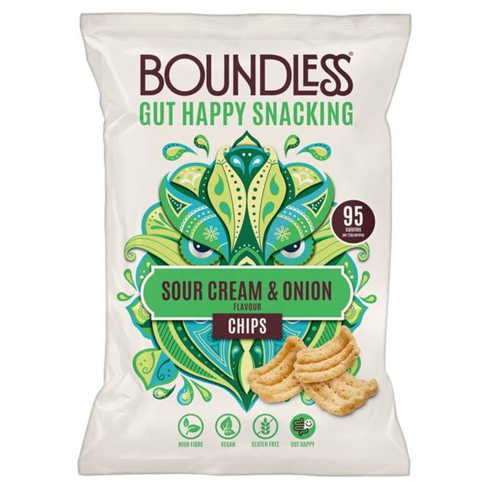 Boundless - Gut Happy Boosts Sour Cream & Onion Chips- 80g, Pack of 10