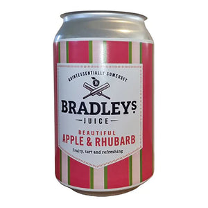 Bradleys - Apple & Rhubarb Juice Can, 330ml - Pack of 24