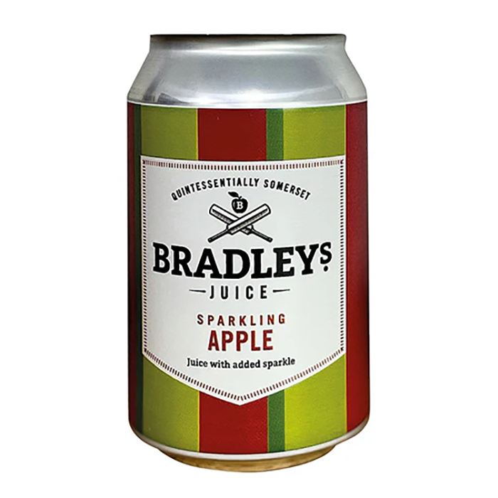 Bradleys - Sparkling Apple Juice Can, 330ml - Pack of 24