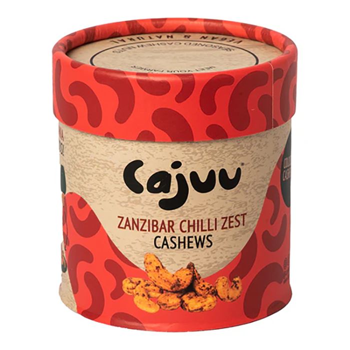 CAJUU - Zanzibar Chilli Zest Cashew Tube, 100g - Pack of 6