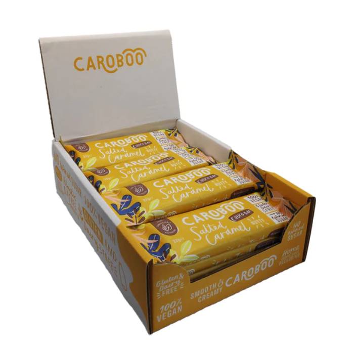 Caroboo - Salted Caramel Nutty Crunch Carob Bar, 32g  Pack of 20 