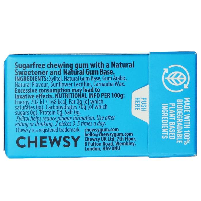 Chewsy - Peppermint Plastic Free Gum, 15g  Pack of 12 - Back