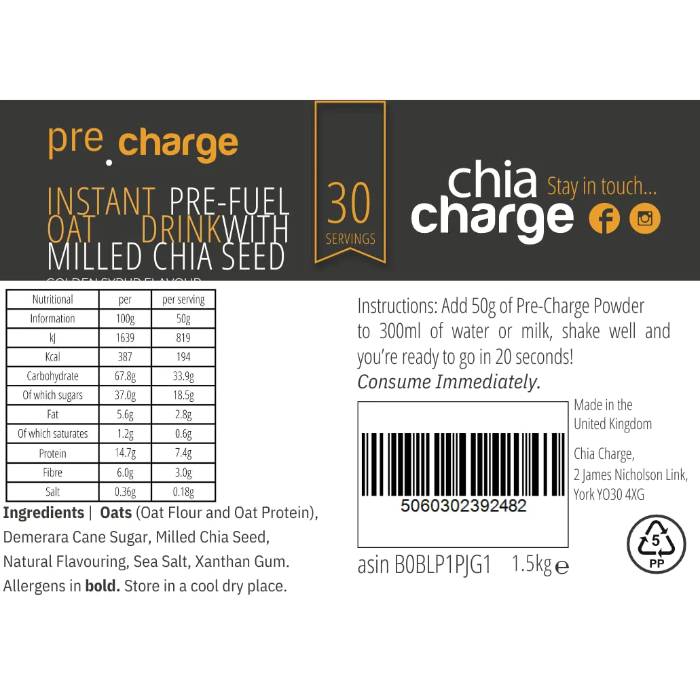 Chia Charge - Chia Charge Pre Fuel Pouch, 1500g - Back