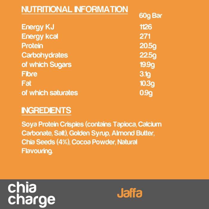 Chia Charge - Protein Crispy Bar Jaffa Cake, 60g  Pack of 10 - Back