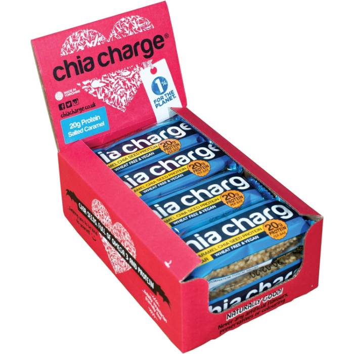 Chia Charge - Salted Caramel Chia Seed Protein Bar, 60g  Pack of 10