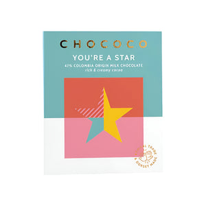 Chococo - 47% 'You’re a Star' Milk Chocolate Bar, 75g | Pack of 12