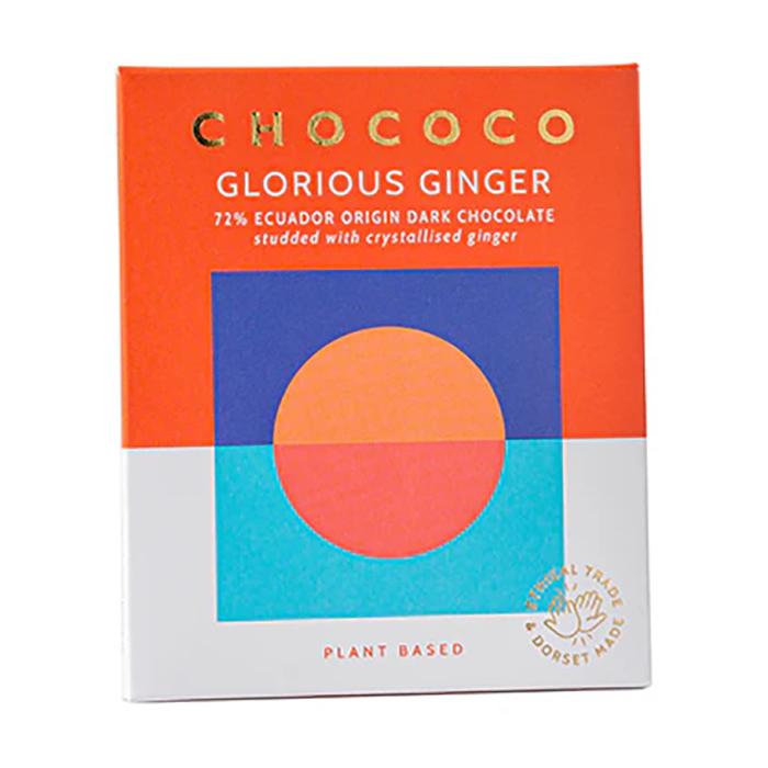 Chococo - 72% 'Glorious Ginger' Dark Chocolate Bar, 75g