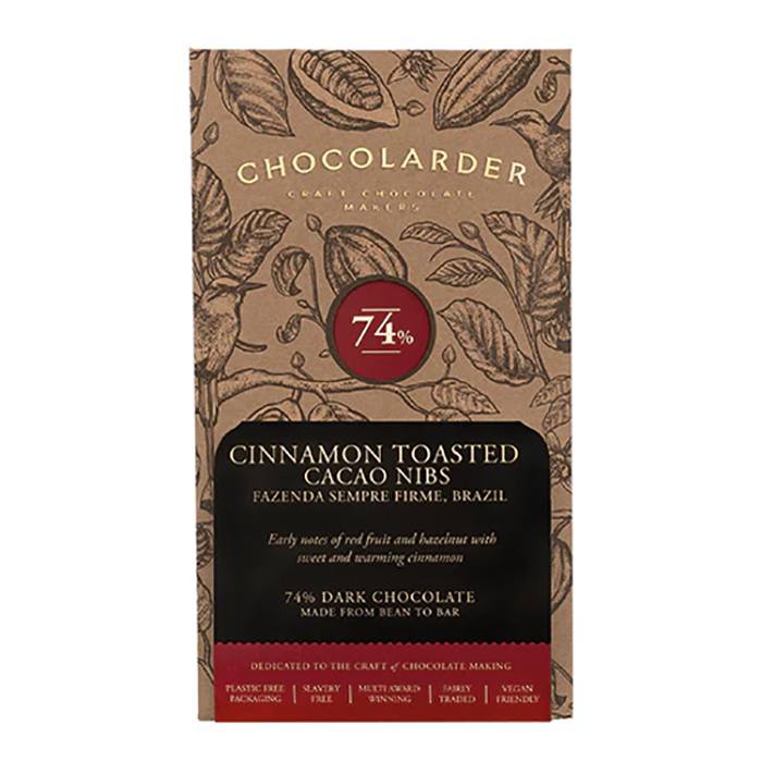 Chocolarder - Cinnamon Toasted Cacao Nibs 74% Dark - Pack of 10