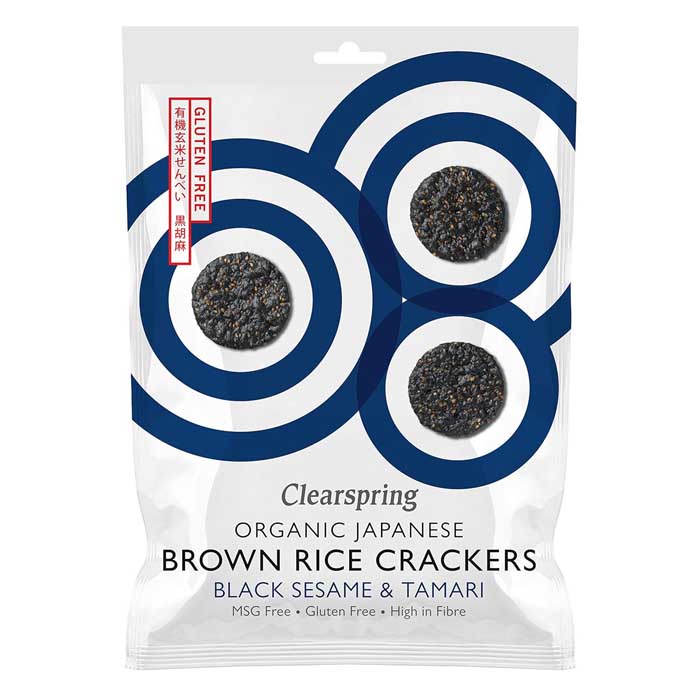 Clearspring - Organic Brown Rice Crackers - Black Sesame, 40g