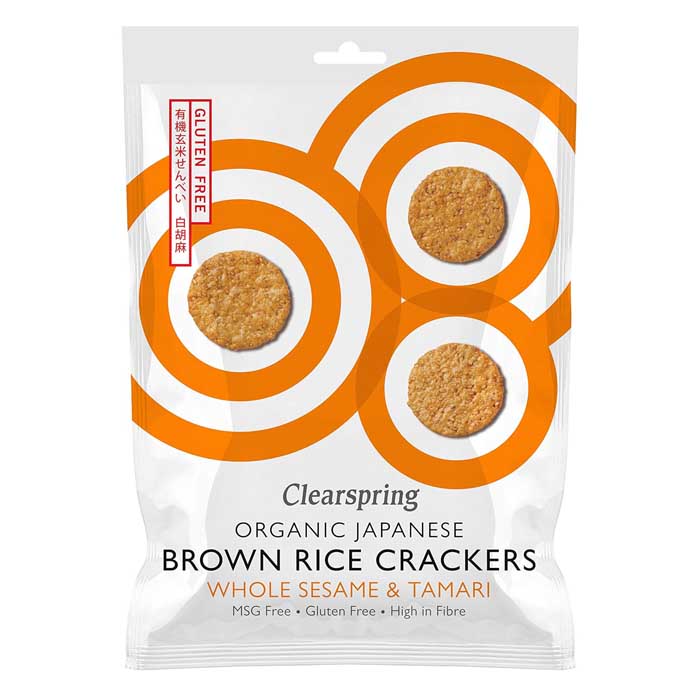 Clearspring - Organic Brown Rice Crackers - Whole Sesame, 40g