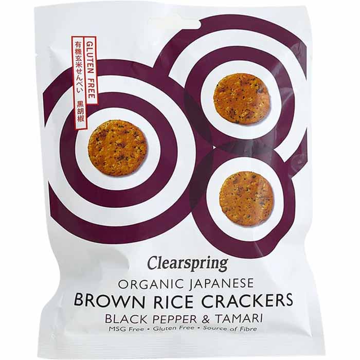 Clearspring - Organic Brown Rice Crakers Black Pepper & Tamari, 40g