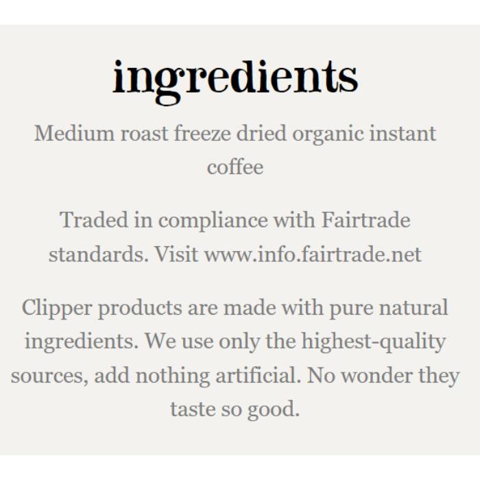 Clipper - Fairtrade Organic Instant Freeze Dried Coffee Sticks, 200 Sachets - Back