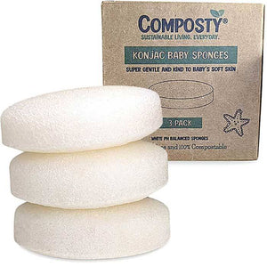 Composty - Konjac Baby/Infant Bath Sponges, 3 Pieces