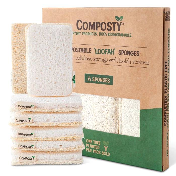 Composty - Loofah All-in-One Sponge, 6 Pieces